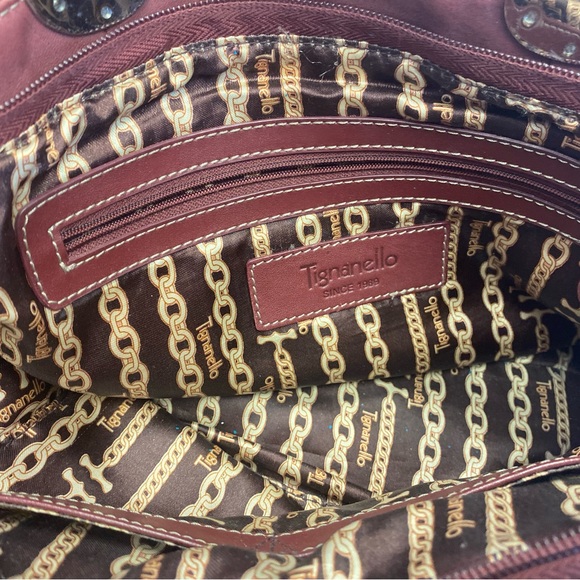 TIGNANELLO (2008) BURGUNDY LEATHER SATCHEL BAG - Picture 6 of 8